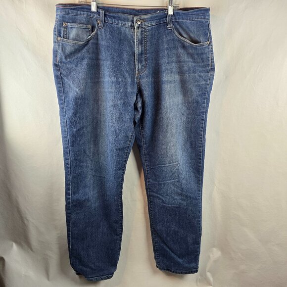 Eddie Bauer Jeans Mens 40x34 Blue Flannel Lined Warm Plaid Interior Fits 41x32.5 - Picture 1 of 14